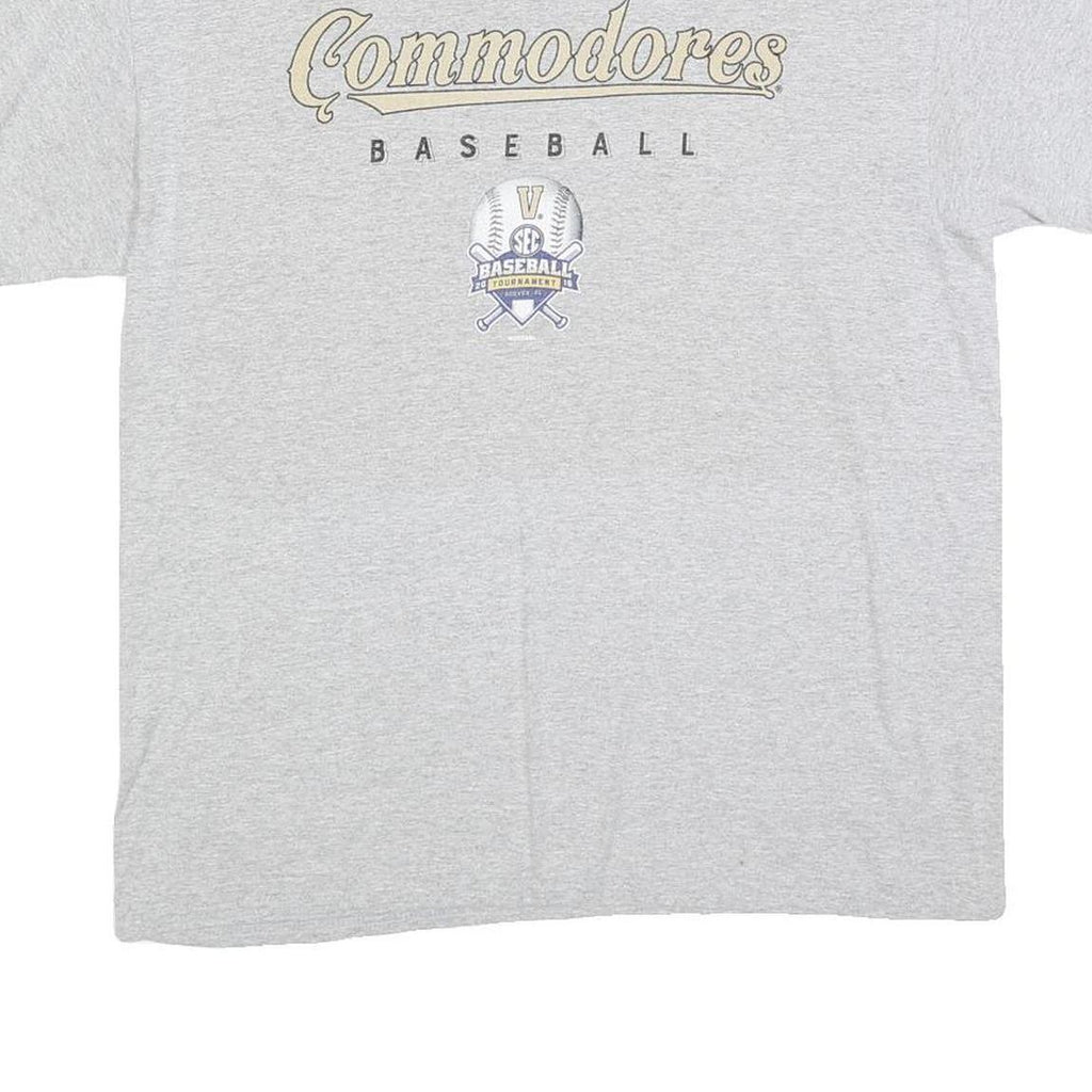 GILDAN Mens Grey Commodores Baseball Graphic T-Shirt L Short Sleeve Crew Neck