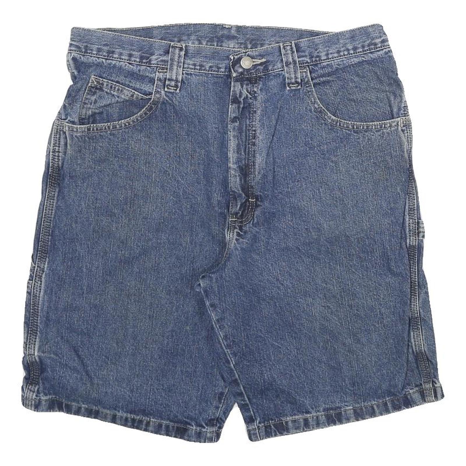 WRANGLER Mens Denim Blue Cargo Shorts XL W32 Workwear Cotton Blend
