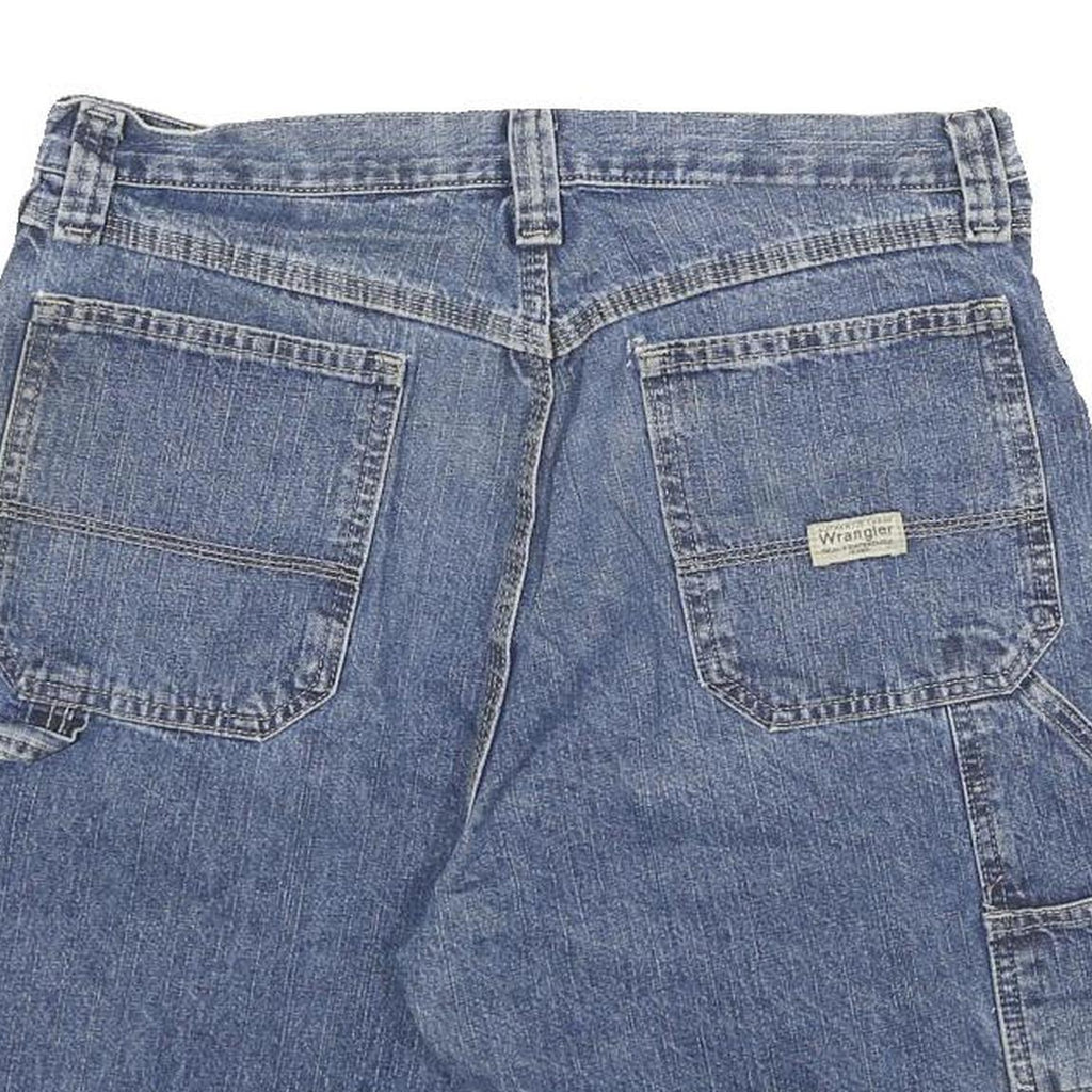 WRANGLER Mens Denim Blue Cargo Shorts XL W32 Workwear Cotton Blend