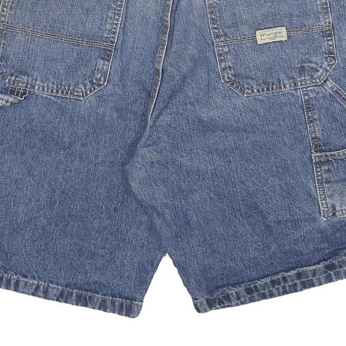 WRANGLER Mens Denim Blue Cargo Shorts XL W32 Workwear Cotton Blend