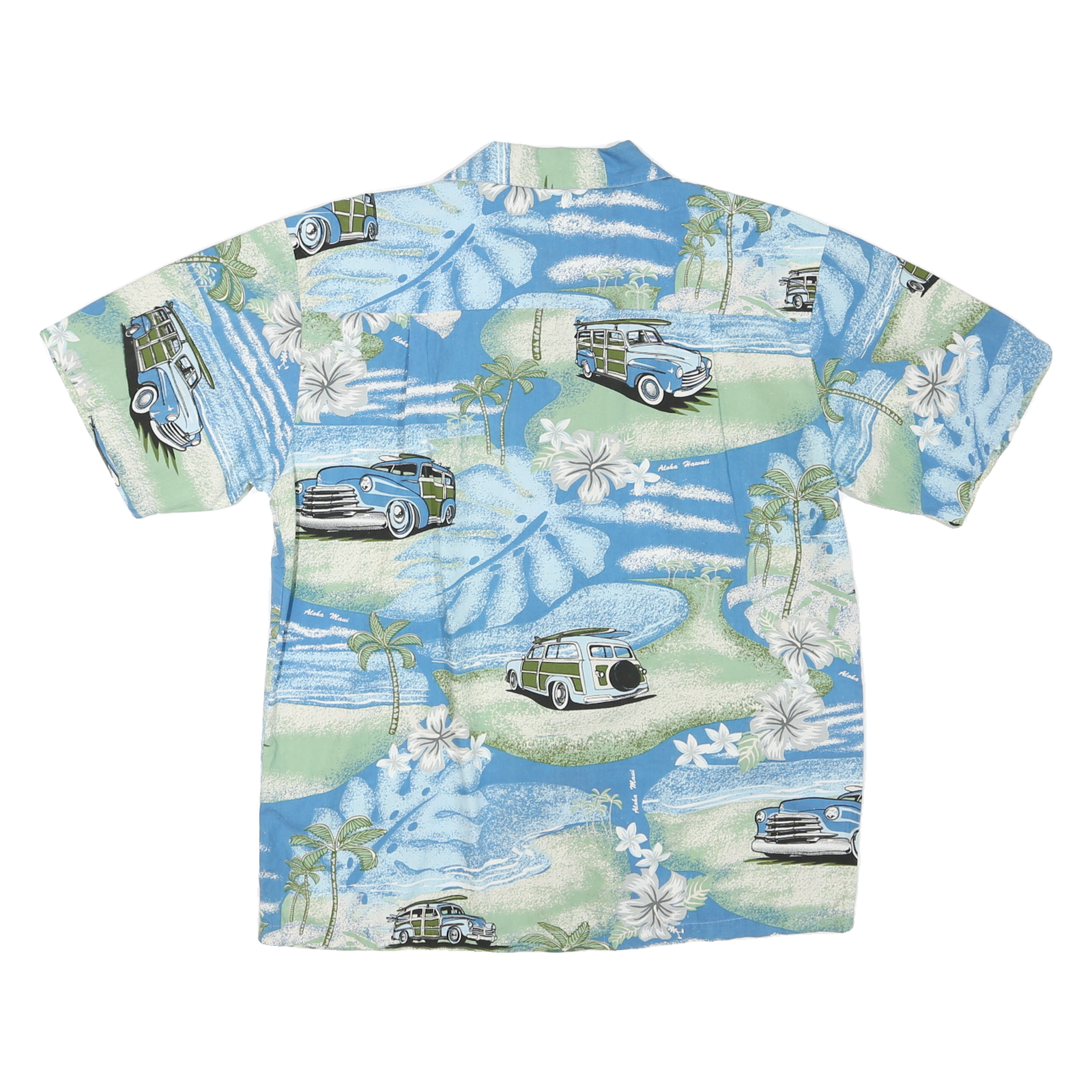 PARADISE STYLE Mens Blue & Green Hawaiian Shirt S Classic Cotton Blend Aloha