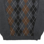 WILKE-RODRIGUEZ Mens Grey Brown Black Patterned V-Neck Basic Knit M Jumper