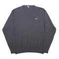 PROTECTAS Mens Grey Plain Wool Blend Jumper V-Neck Basic Knit XL Wool Blend