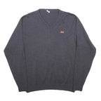 PROTECTAS Mens Grey Plain Wool Blend Jumper V-Neck Basic Knit XL Wool Blend