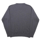 PROTECTAS Mens Grey Plain Wool Blend Jumper V-Neck Basic Knit XL Wool Blend