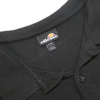 ELLESSE Mens Black Cotton Polo Shirt XL Logo Embroidered Short Sleeve Button