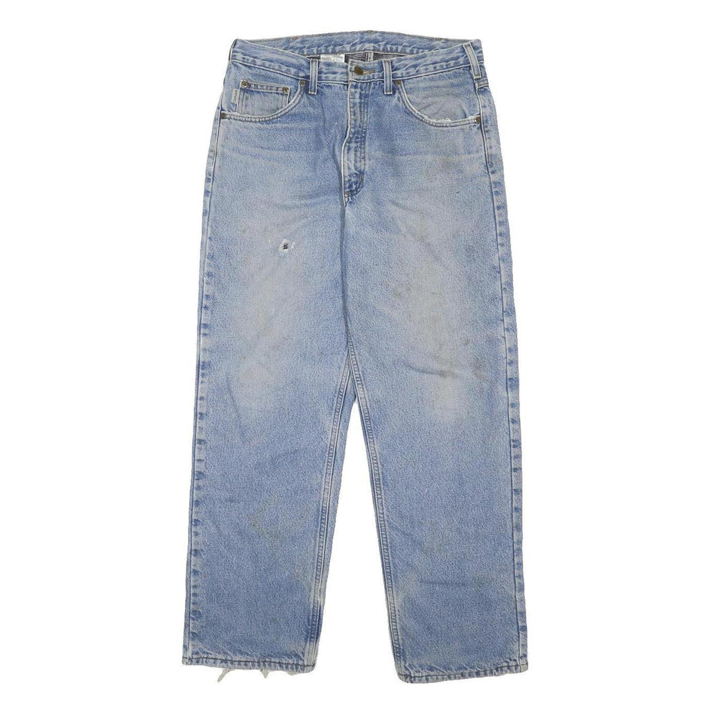 CARHARTT Lined Mens Relaxed Blue Denim Jeans W32 L30 Casual Workwear Zip Closure