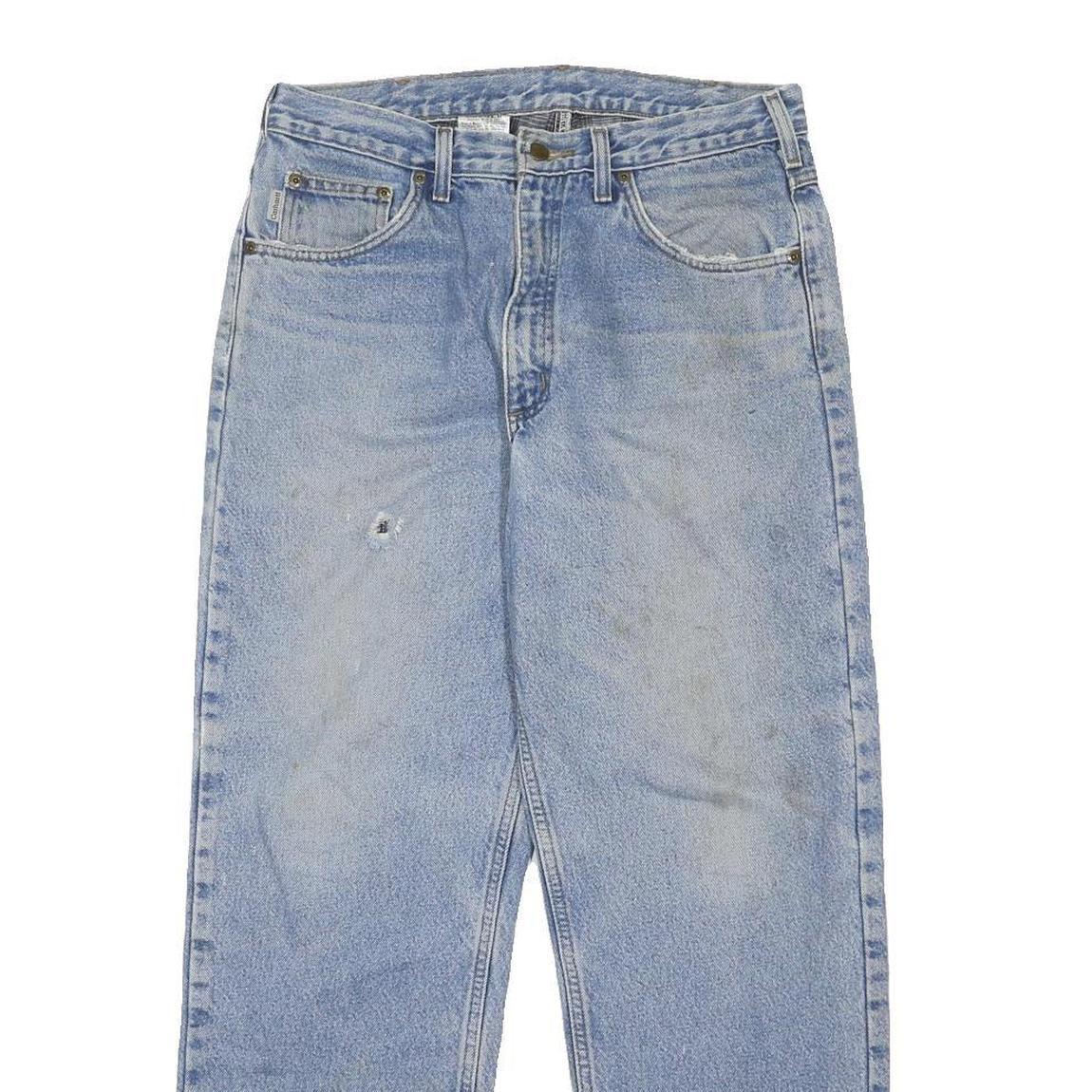 CARHARTT Lined Mens Relaxed Blue Denim Jeans W32 L30 Casual Workwear Zip Closure