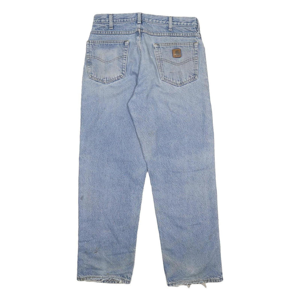CARHARTT Lined Mens Relaxed Blue Denim Jeans W32 L30 Casual Workwear Zip Closure