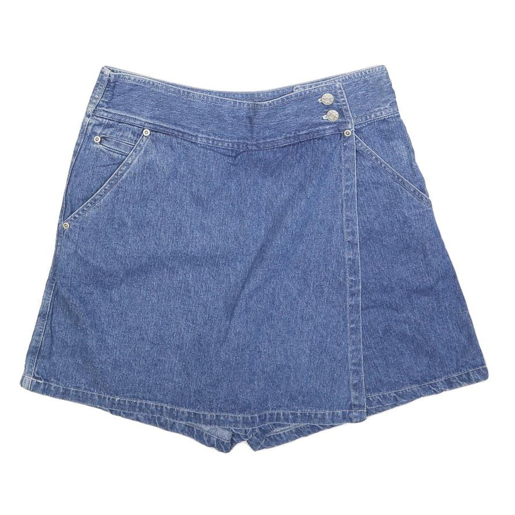 WEST PORT Womens Blue Denim Skort Casual Cotton Blend Short Size M Pockets