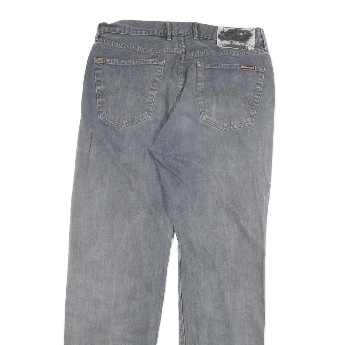 MARLBORO Mens Grey Regular Straight Denim Light Cotton Blend W34 L32 Button