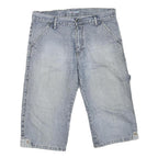 Womens Light Blue Denim Casual Shorts L W36 Cotton Blend Relaxed Fit