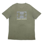 UNDER ARMOUR Mens Green Cotton Blend T-Shirt L Short Sleeve Crew Neck Logo Print