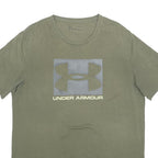 UNDER ARMOUR Mens Green Cotton Blend T-Shirt L Short Sleeve Crew Neck Logo Print