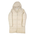 FILA Womens Beige Zip Up Puffer Jacket S Polyester Blend Hooded Long Sleeve