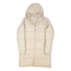 FILA Womens Beige Zip Up Puffer Jacket S Polyester Blend Hooded Long Sleeve