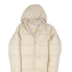 FILA Womens Beige Zip Up Puffer Jacket S Polyester Blend Hooded Long Sleeve