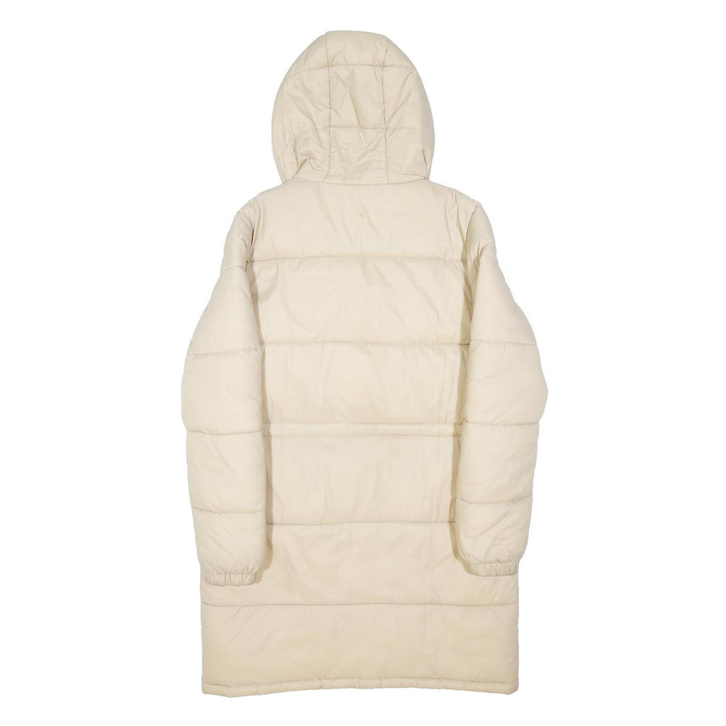 FILA Womens Beige Zip Up Puffer Jacket S Polyester Blend Hooded Long Sleeve