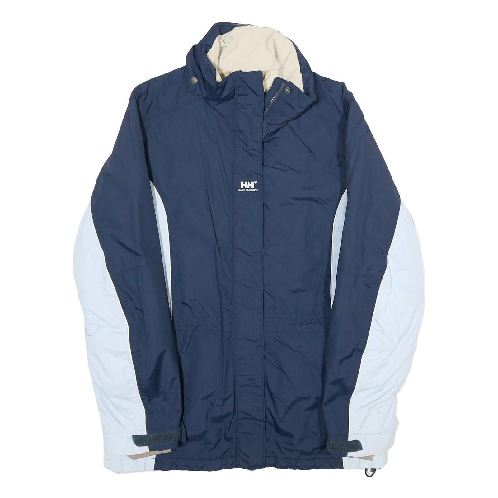 HELLY HANSEN Womens Navy & White Outdoor Jacket M Polyamide Plain Zip Warm