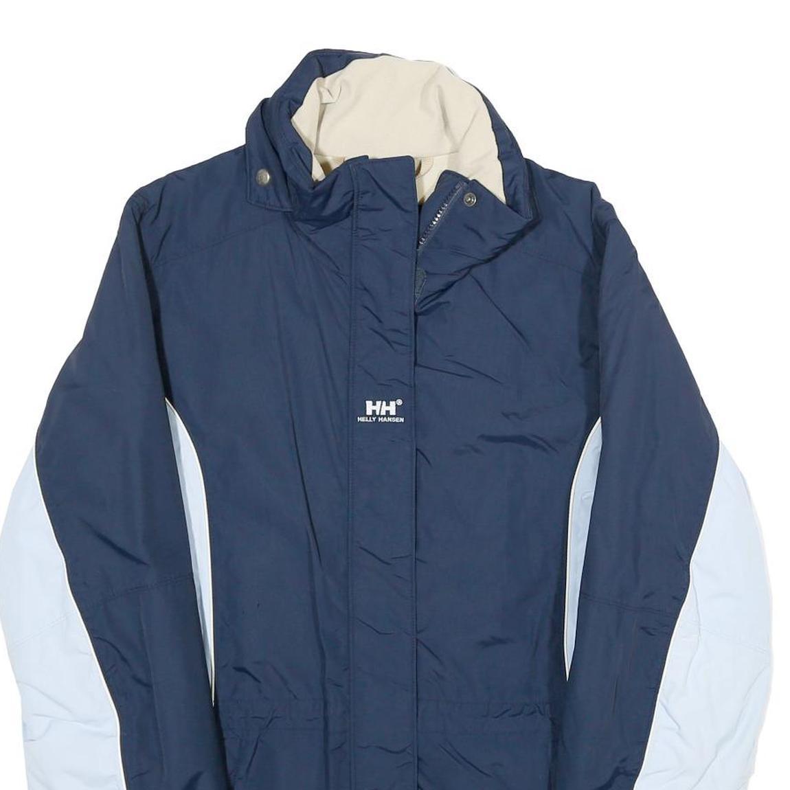 HELLY HANSEN Womens Navy & White Outdoor Jacket M Polyamide Plain Zip Warm
