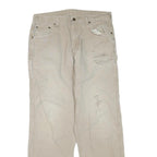 CARHARTT Mens Cotton Blend Beige Regular Fit Straight Leg Trousers W36 L34