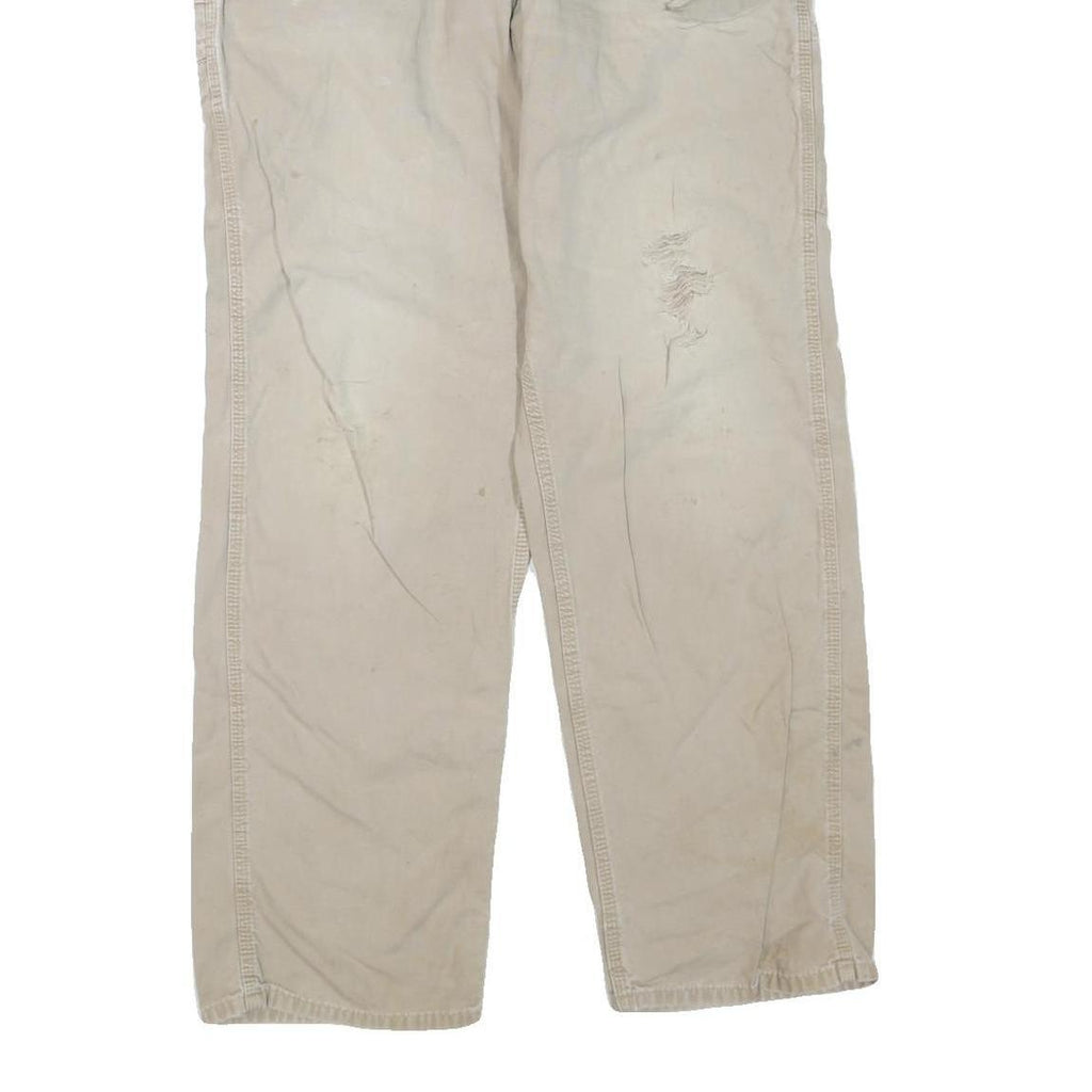 CARHARTT Mens Cotton Blend Beige Regular Fit Straight Leg Trousers W36 L34