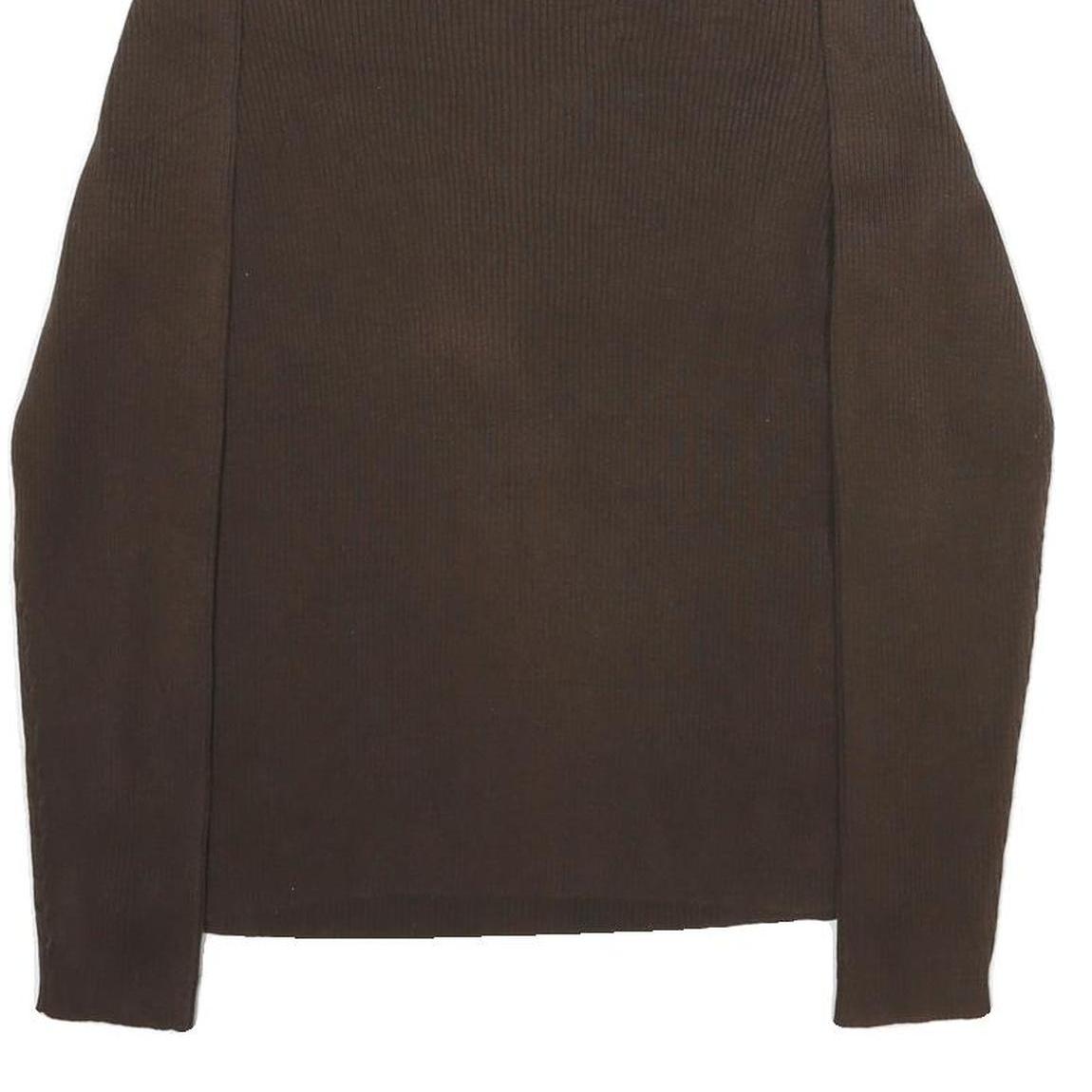 LAUREN RALPH LAUREN Womens Brown Plain Pullover Roll Neck Basic Knit L Cotton