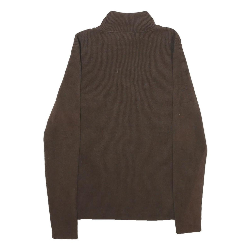 LAUREN RALPH LAUREN Womens Brown Plain Pullover Roll Neck Basic Knit L Cotton