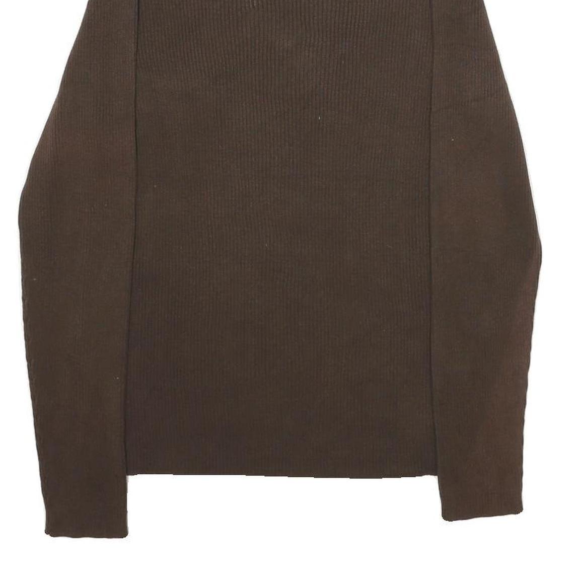 LAUREN RALPH LAUREN Womens Brown Plain Pullover Roll Neck Basic Knit L Cotton