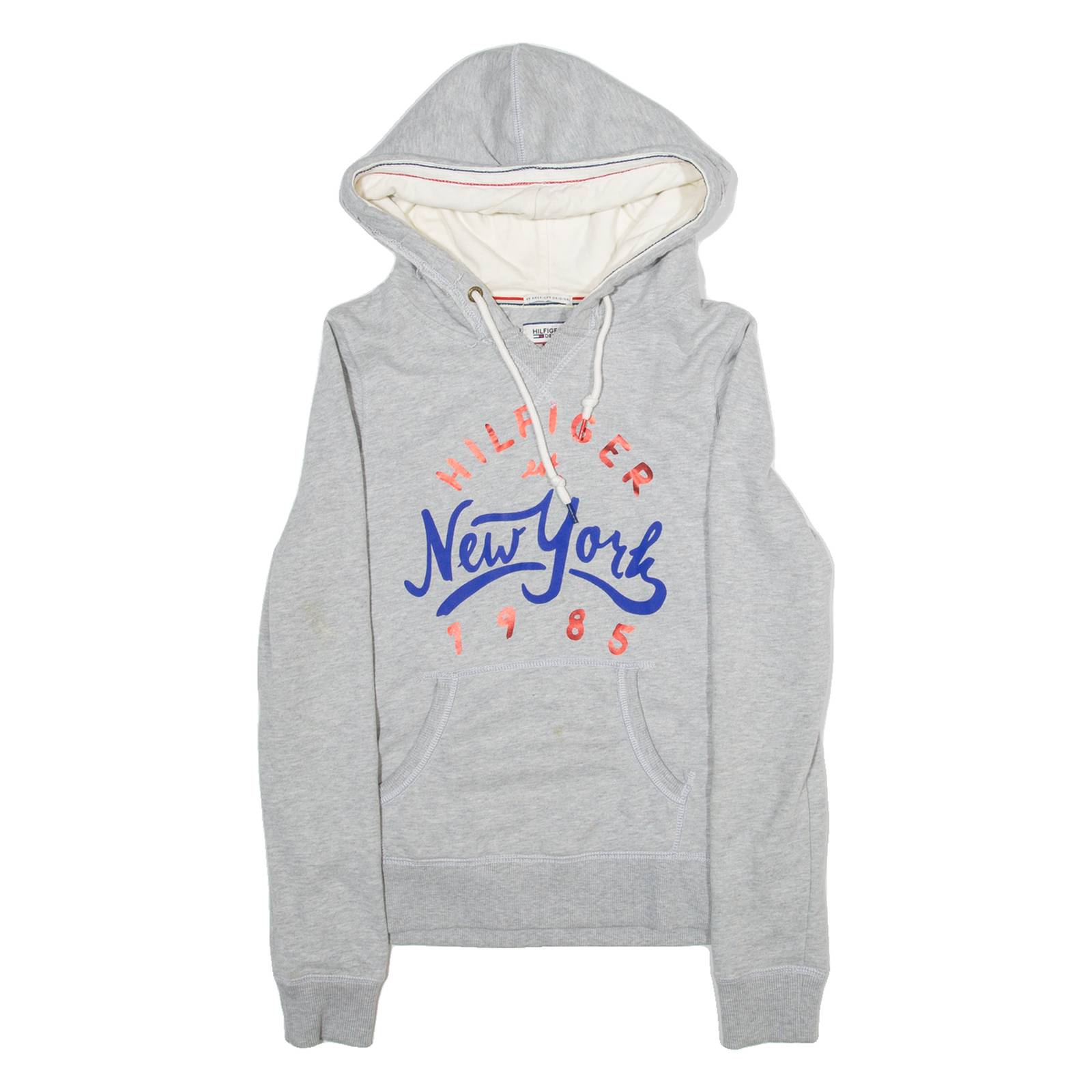 TOMMY HILFIGER Womens Grey Hoodie 90s S