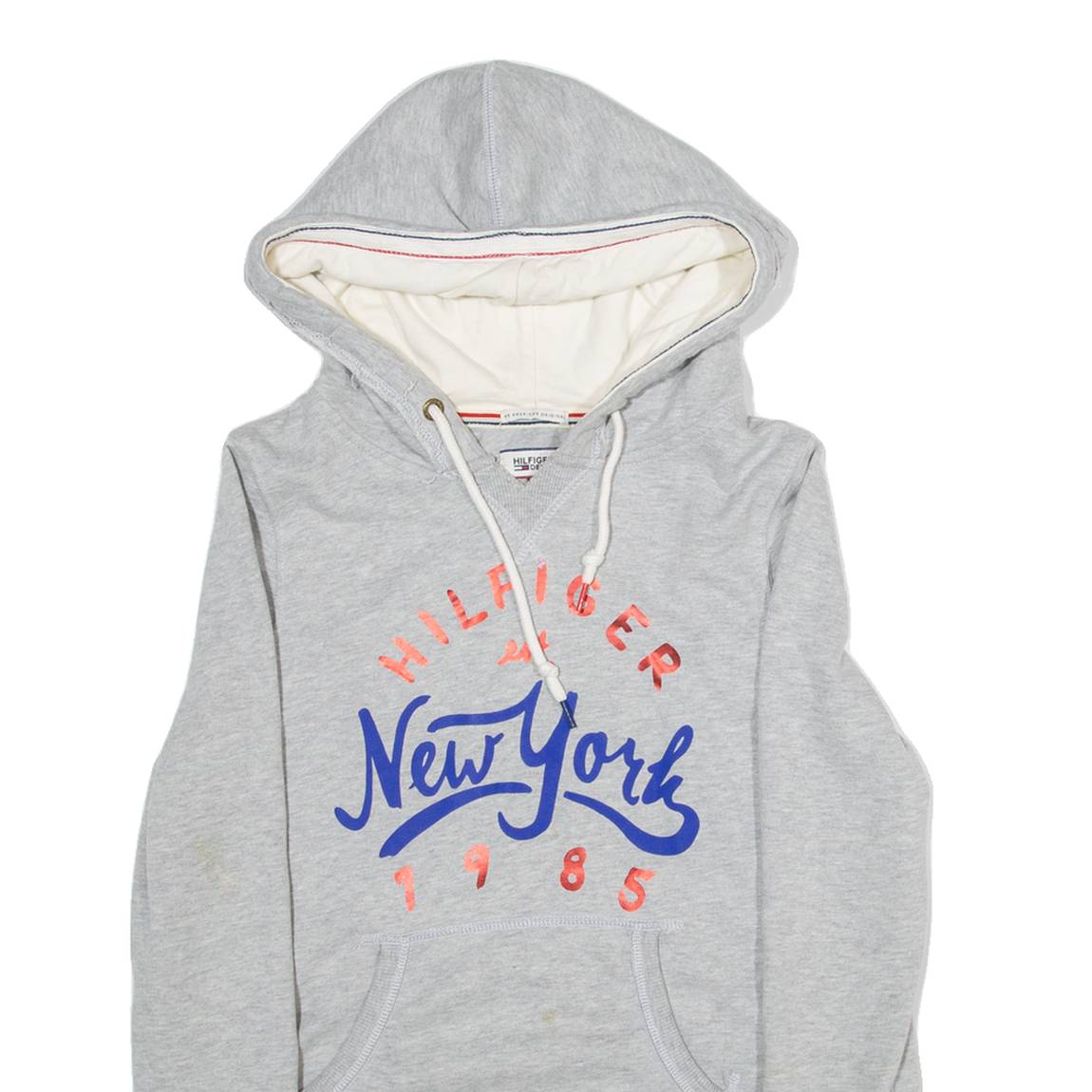 TOMMY HILFIGER Womens Grey Hoodie 90s S