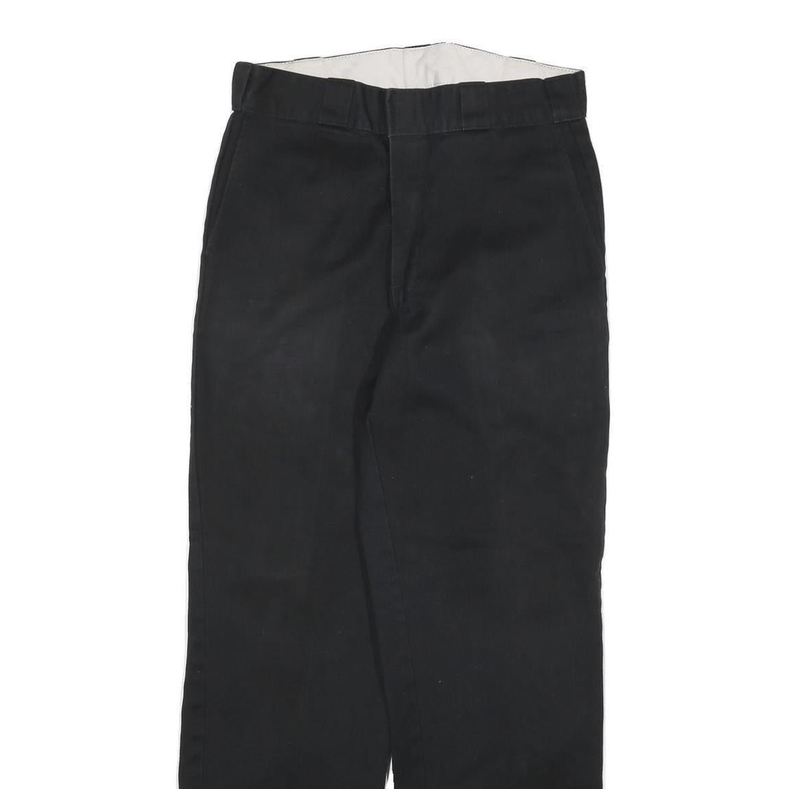 DICKIES Mens Cotton Blend Black Regular Straight Fit Trousers W30 L30 Workwear