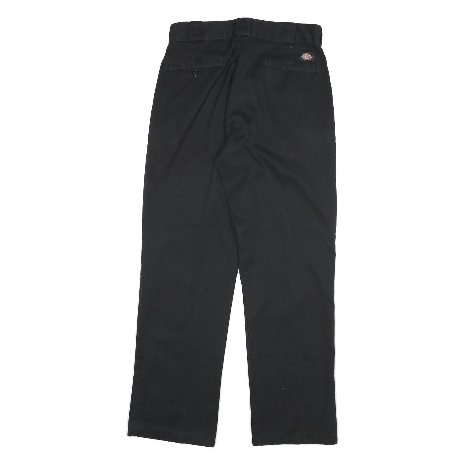 DICKIES Mens Cotton Blend Black Regular Straight Fit Trousers W30 L30 Workwear