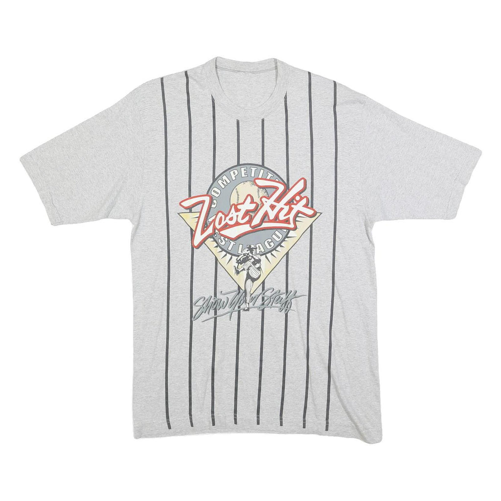 Mens Grey Lost Hit Graphic T-Shirt M Short Sleeve Crew Neck Cotton Blend