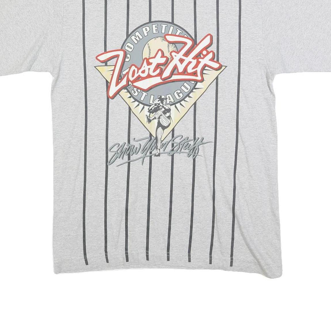 Mens Grey Lost Hit Graphic T-Shirt M Short Sleeve Crew Neck Cotton Blend