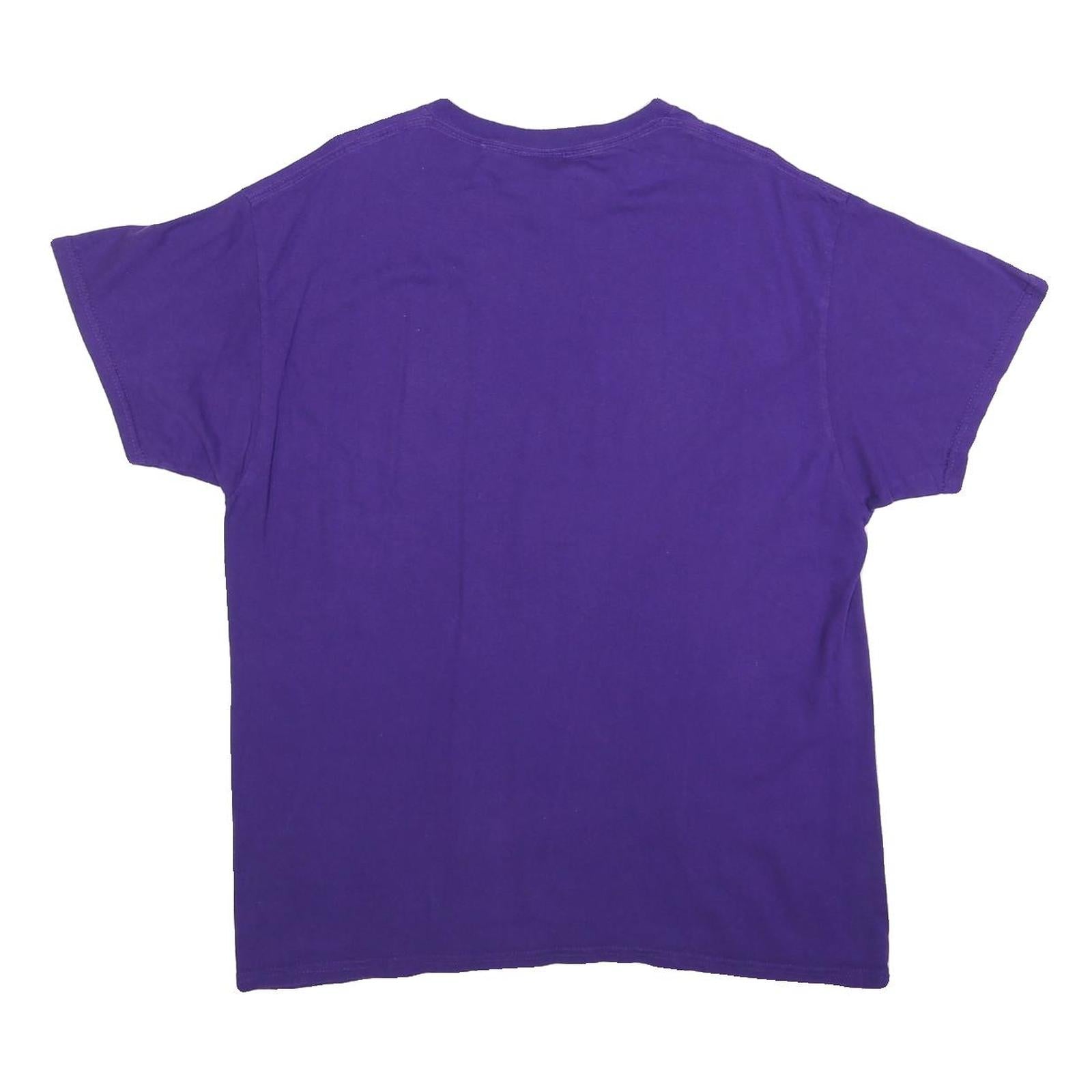 MV SPORT Mens Purple Carroll Basketball Graphic T-Shirt L Short Sleeve Crew Neck
