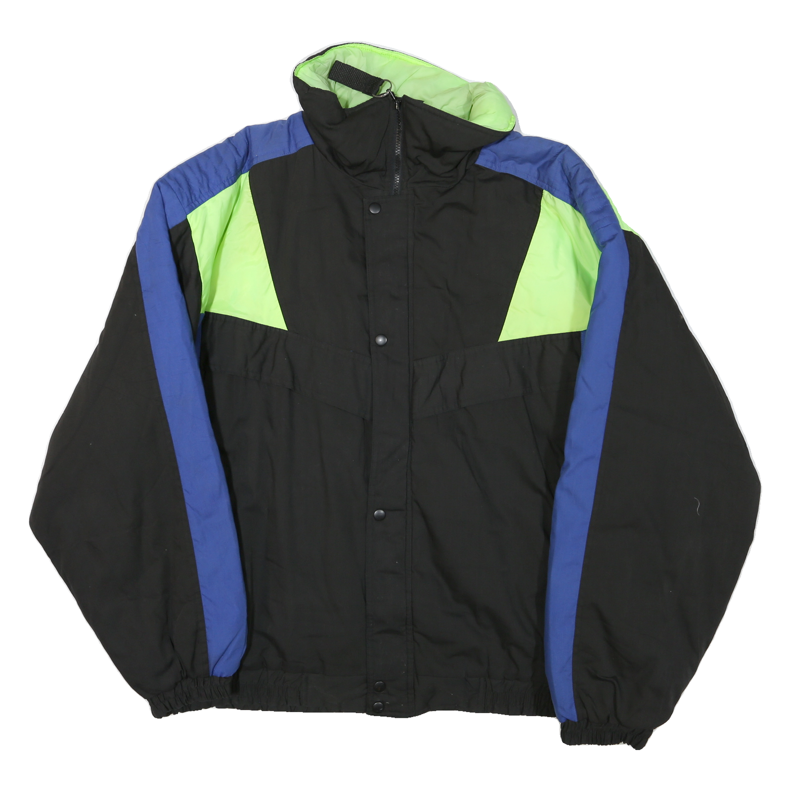 DISCOVERY CIRCLE Mens Black & Blue Jacket 2XL Polyester Blend Zip Cold Weather