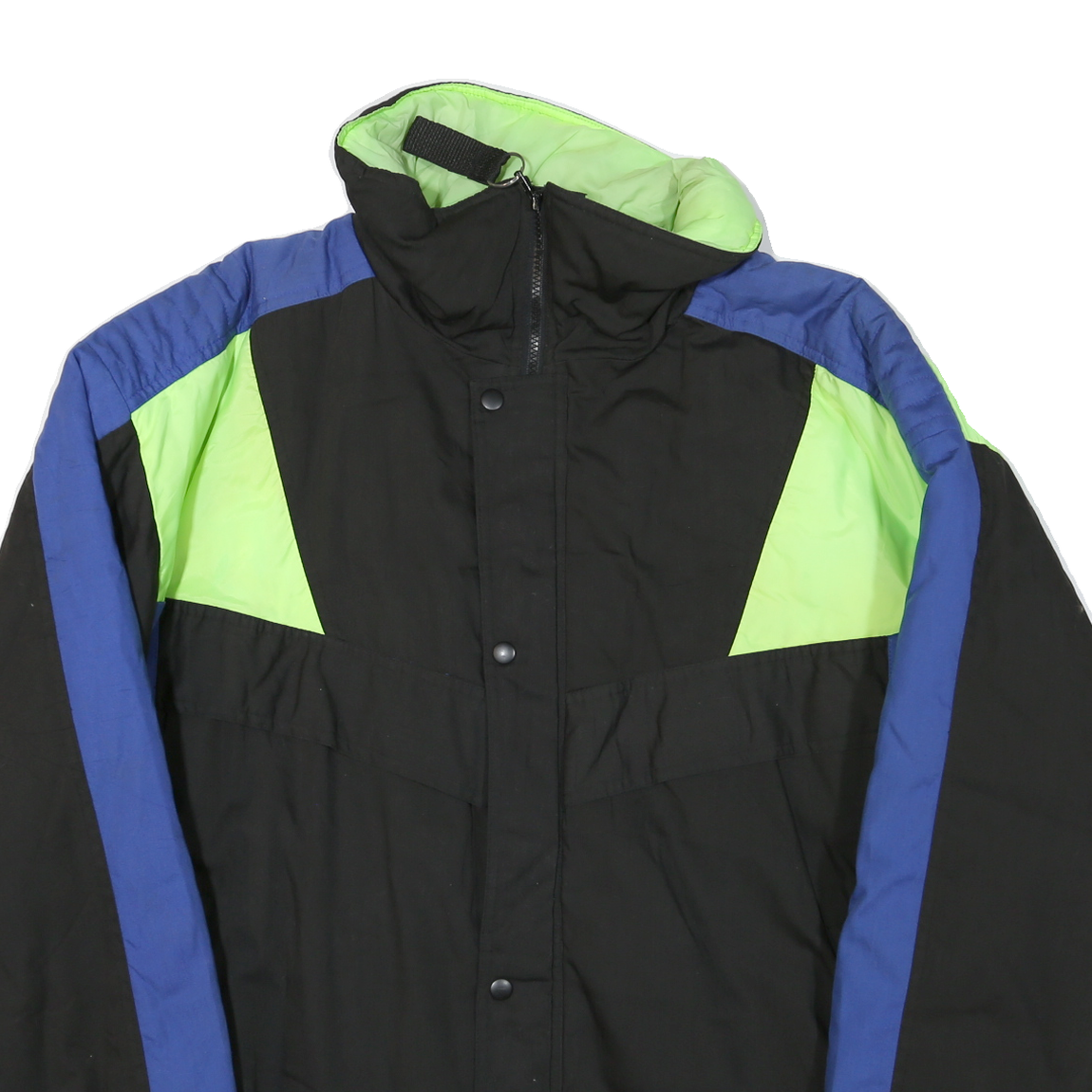 DISCOVERY CIRCLE Mens Black & Blue Jacket 2XL Polyester Blend Zip Cold Weather