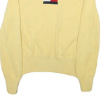 TOMMY HILFIGER Womens Yellow Plain Cotton Blend Jumper Crew Neck Tight Knit L