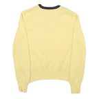 TOMMY HILFIGER Womens Yellow Plain Cotton Blend Jumper Crew Neck Tight Knit L