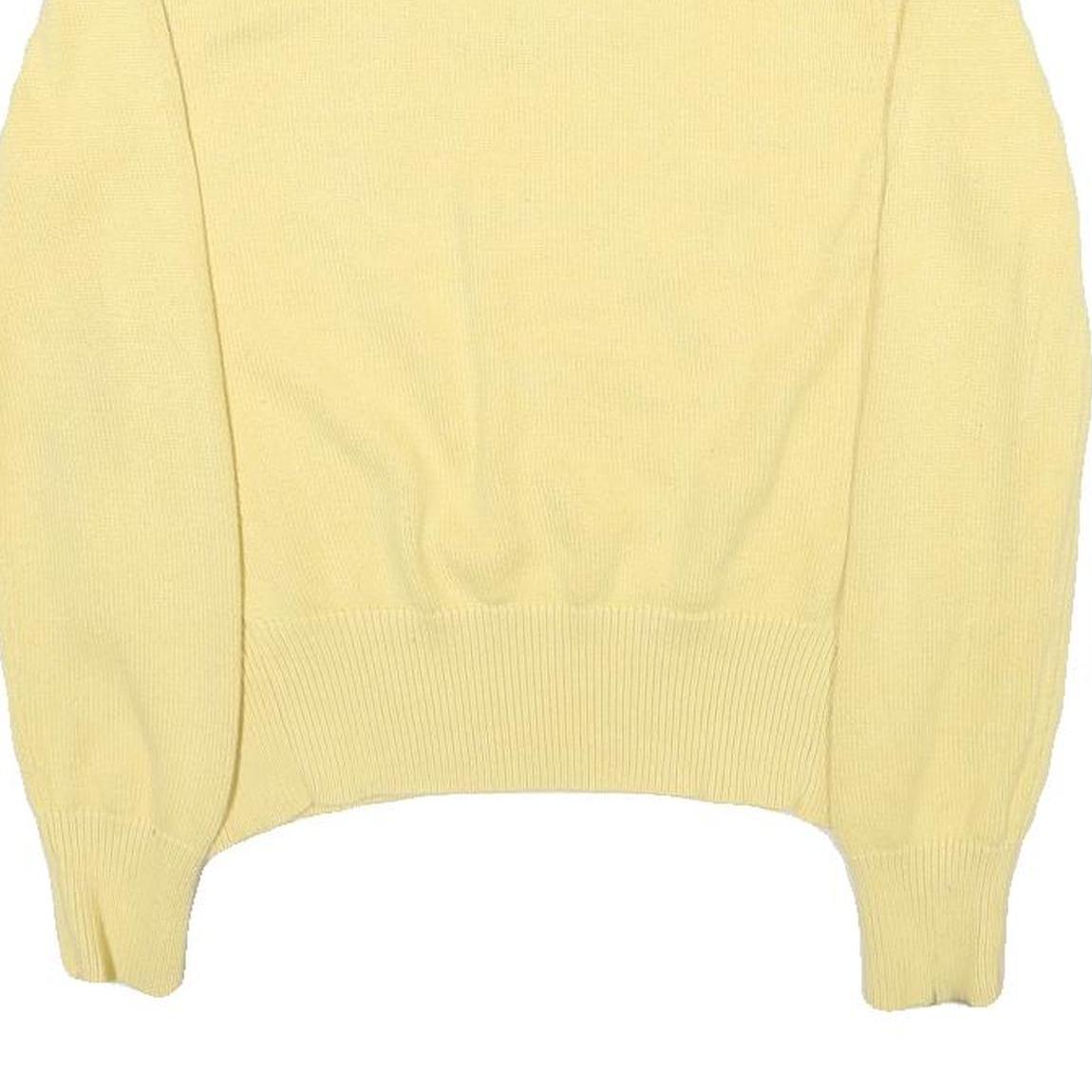 TOMMY HILFIGER Womens Yellow Plain Cotton Blend Jumper Crew Neck Tight Knit L