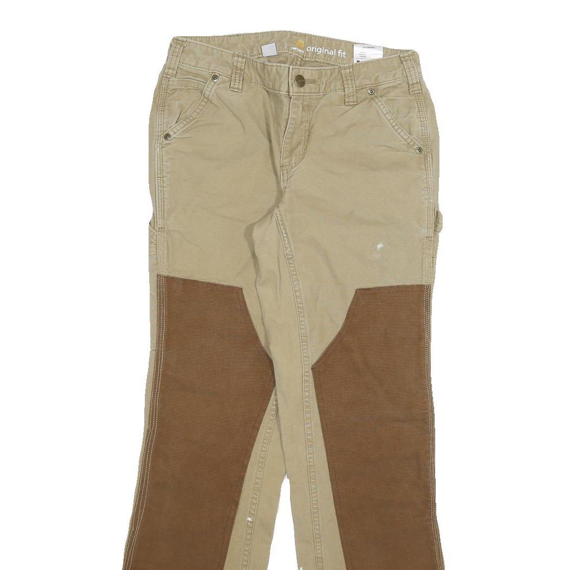 DICKIES Womens Cotton Blend Beige & Brown Regular Straight Trousers W27 L30