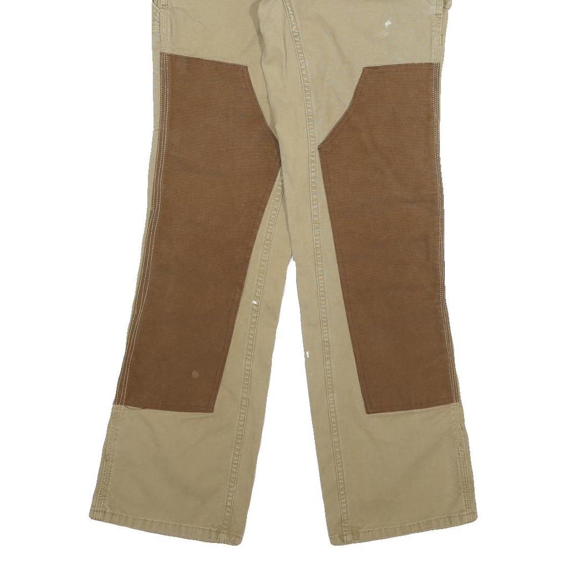 DICKIES Womens Cotton Blend Beige & Brown Regular Straight Trousers W27 L30