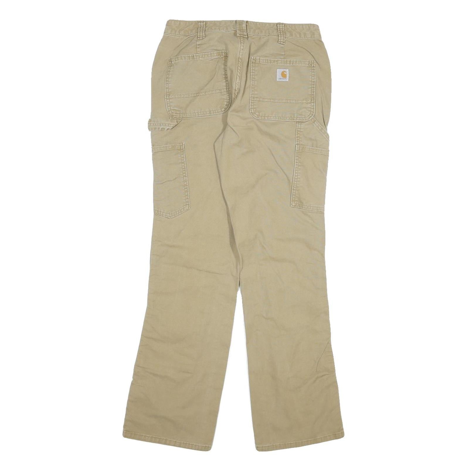 DICKIES Womens Cotton Blend Beige & Brown Regular Straight Trousers W27 L30