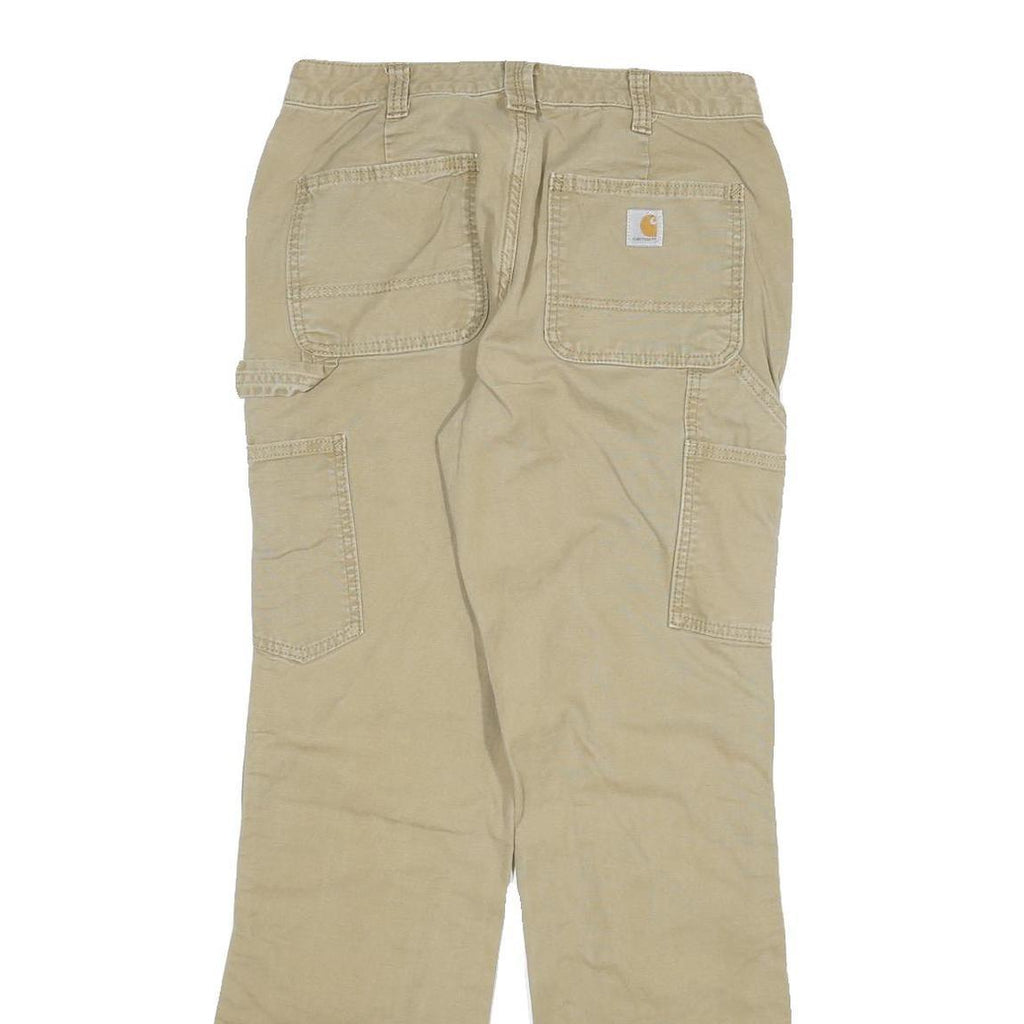 DICKIES Womens Cotton Blend Beige & Brown Regular Straight Trousers W27 L30