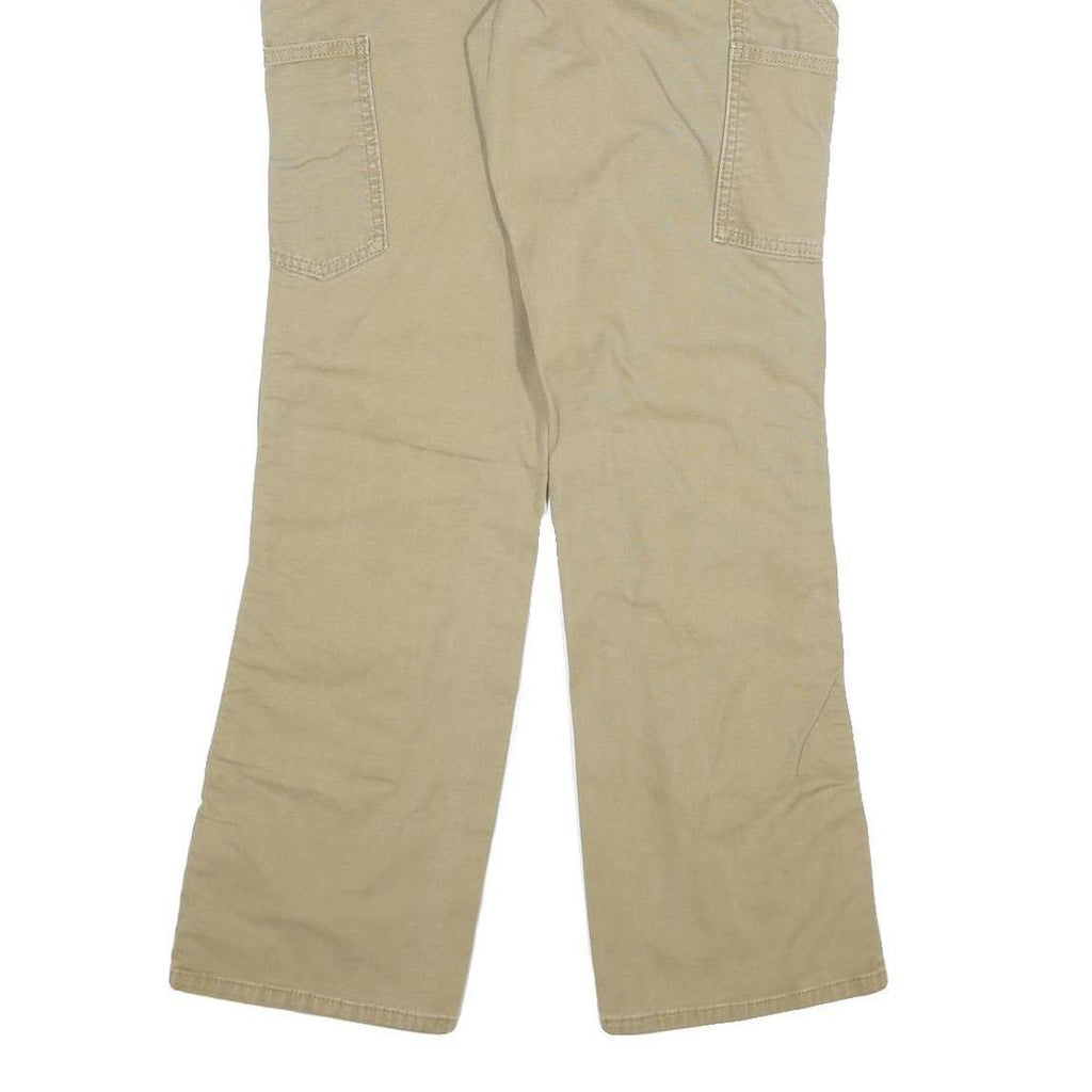 DICKIES Womens Cotton Blend Beige & Brown Regular Straight Trousers W27 L30