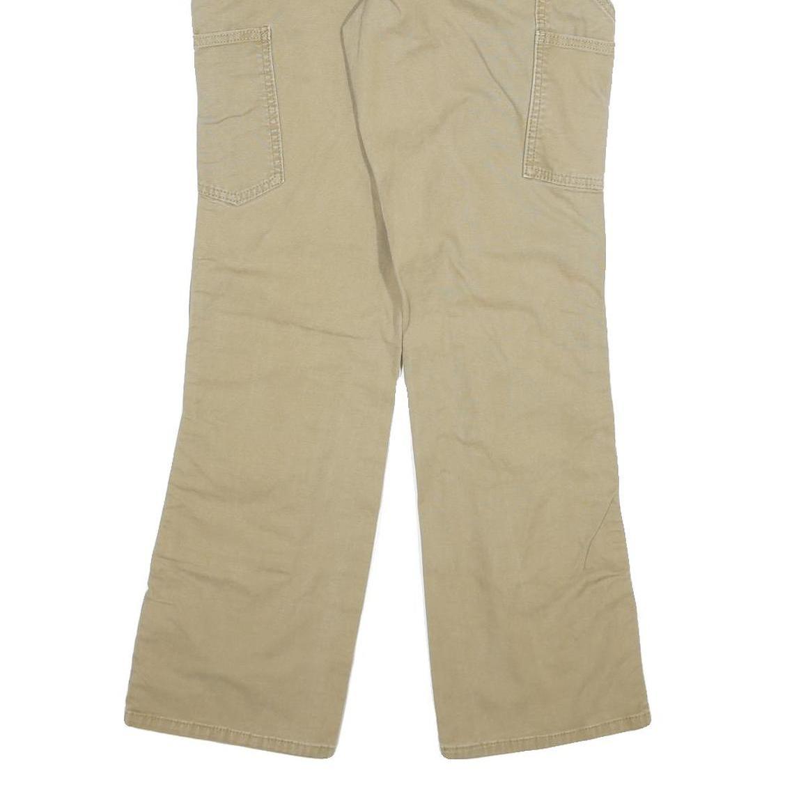 DICKIES Womens Cotton Blend Beige & Brown Regular Straight Trousers W27 L30