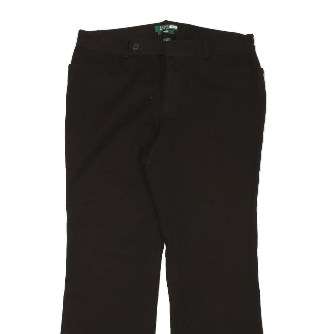 LAUREN RALPH LAUREN Womens Regular Black Polyester Blend Straight Leg Trousers