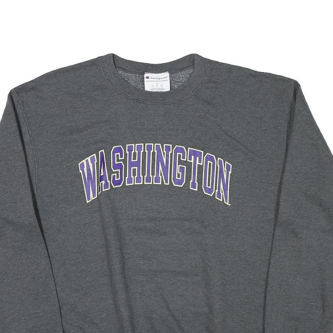 CHAMPION Mens Grey Washington Crew Neck L Sweatshirt Cotton Blend Athletic