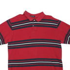 NAUTICA Mens Red & Navy Striped Short Sleeve Polo Shirt L Cotton Blend Casual